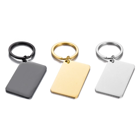 Ανοξείδωτο Ατσάλι Κενό Ορθογώνιο Μπρελόκ Dog Tag Γυαλισμένο Καθρέφτη Γεωμετρικό Μεταλλικό Μενταγιόν Μπρελόκ για Άνδρες Γυναίκες