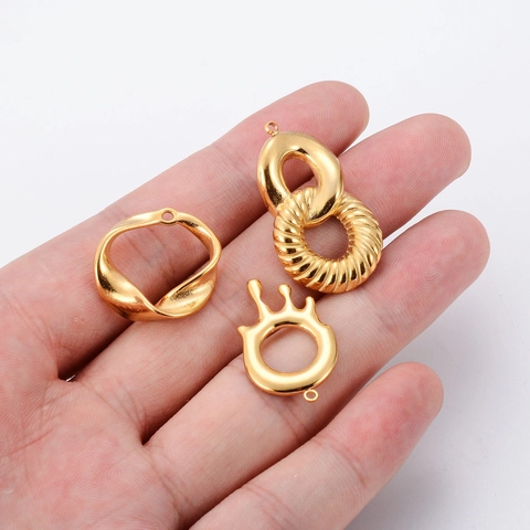 Colgantes de Acero Inoxidable Geométricos Irregulares Minimalistas Bañados en Oro para DIY Joyería Organic Flow Charms