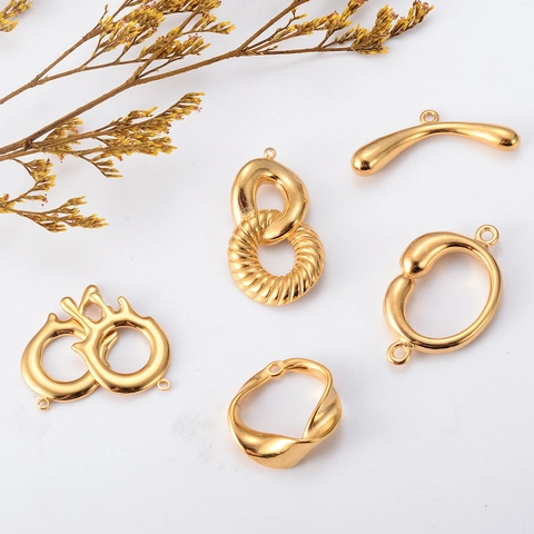 Colgantes de Acero Inoxidable Geométricos Irregulares Minimalistas Bañados en Oro para DIY Joyería Organic Flow Charms
