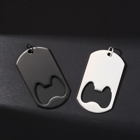 Stainless Steel Dog Tag Bottle Opener Pendant Blank DIY Metal Keychain Accessory For Men Women Gifts Military Style Keychain Charm