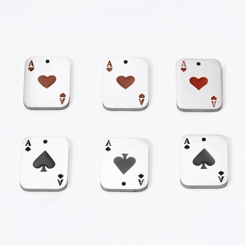 Stainless Steel Poker Card Ace Of Hearts And Spades Pendant Polished Electroplated Fashion DIY Jewelry Making Findings For Men Women