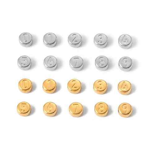 Stainless Steel Round Number Beads For DIY Bracelet Necklace Making Jewelry Findings Arabic Numerals Spacer Beads Modern Accessories