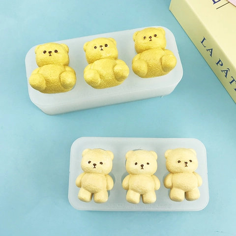 3D Cartoon Bear Silicone Mold For DIY Baking Chocolate Fondant Resin Craft Multi Cavity Sitting Standing Bear Shape Cake Decorating Tool