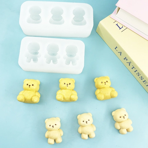 3D Cartoon Bear Silicone Mold For DIY Baking Chocolate Fondant Resin Craft Multi Cavity Sitting Standing Bear Shape Cake Decorating Tool