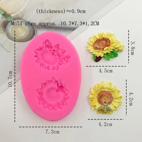 Sunflower Shape 2-Hole Silicone Fondant Mold DIY Chocolate Cake Decoration Tool Heat Resistant Baking Mold For Handcrafted Soap