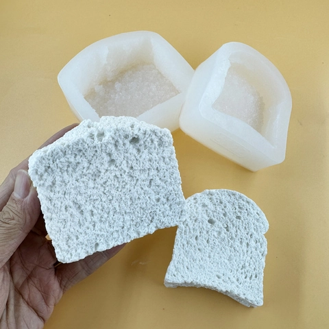 Stampo in Silicone a Forma di Toast Realistico per Fette di Pane Fatte a Mano Fai-da-Te Candela Gesso Artigianato Cottura