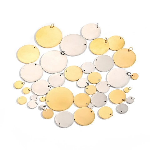 Gepolijst Roestvrij Staal Rond Blanco Hanger Tag Voor DIY Sieraden Maken Goud Zilver Cirkel Schijf Graveerbare Tags