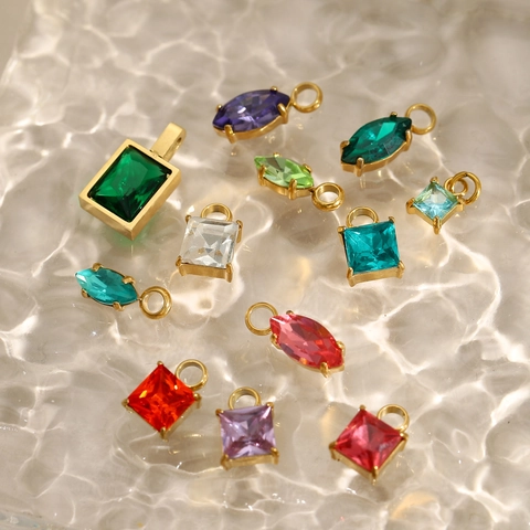 Unregelmäßige Quadratische Raute Edelstahl Zirkonia Anhänger Minimalistische Mode Halskette Schmuck Zubehör Für Frauen Geschenk