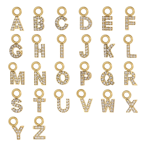 Pendentifs DIY en Acier Inoxydable et Zirconia 26 Lettres Anglaises Accessoires de Bijoux de Créateur Exquis pour Colliers
