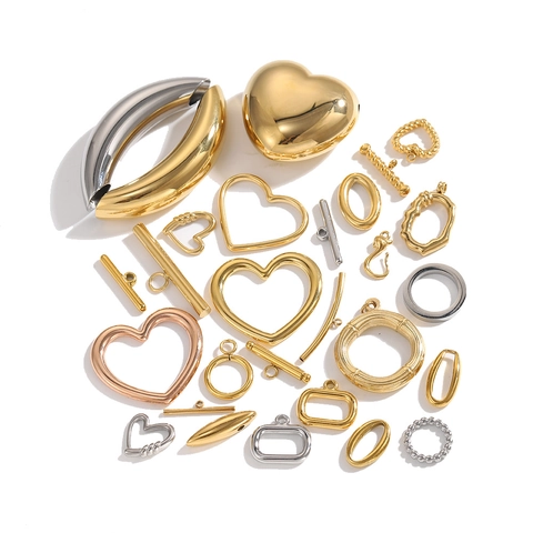 DIY Stainless Steel Jewelry Findings For Necklace Bracelet Making Geometric Heart Oval Pendants Toggle Clasps Connector Accessories