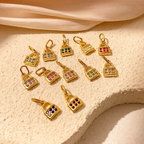 Colgantes de Cerradura de Corazón de Acero Inoxidable Amuletos de Candado de Diamantes de Imitación para Accesorios de Joyería DIY