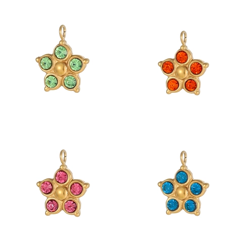 Edelstahl Stern Blume DIY Anhänger Strass Gold Silber Kette Halskette Mode Schmuckherstellung Zubehör