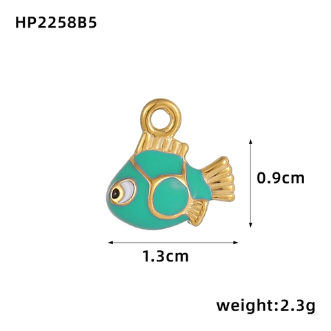 Acero Inoxidable Dibujos Animados Océano Pez Seta DIY Charm Chapado En Oro Esmalte Colgante Para Creación De Joyas Collar Pulsera