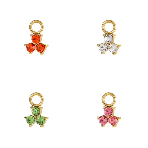 Petit Pendentif en Acier Inoxydable Zircon Fleur Étoile Breloques DIY Fabrication de Bijoux Accessoires Bracelet Collier Or Argent Strass