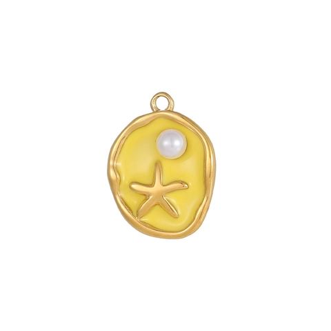 Oceanic Style Enamel Sea Star Pendant With Artificial Pearl Stainless Steel DIY Jewelry Making Accessory For Necklace