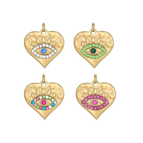 Stainless Steel Evil Eye Heart Coin Pendants Rhinestone Inlaid DIY Jewelry Making Accessories For Necklaces Women Jewelry