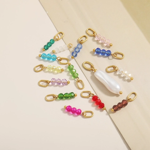 Stainless Steel Beaded Pendant Charms For DIY Jewelry Making French Vintage Style Artificial Baroque Pearl Multicolor Crystal Beads Pendants