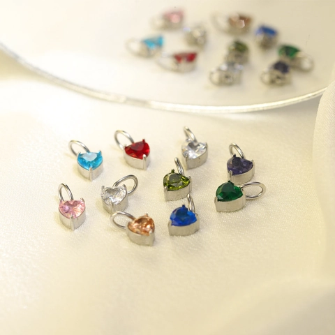 Stainless Steel Heart Shaped Zirconia Pendant Small Dainty Crystal Charm Accessories For DIY Necklace Bracelet Jewelry Making Pendants Multi Colors