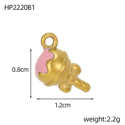 Pendentif DIY en Acier Inoxydable Émaillé Rétro Dinosaure Hippocampe Crème Glacée Cœur Forme Accessoire de Bijoux