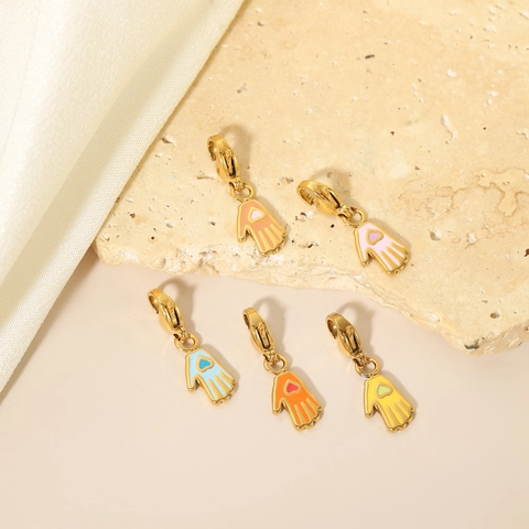 Roestvrij Staal Emaille Druppelolie Ster Maan Hand van Fatima Hanger Charms Met Karabijnsluiting DIY Sieraden Maken Accessoires Vrouwen