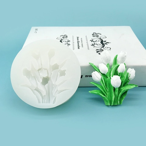 Handmade Tulip Flower Silicone Mold For Scented Candle Plaster DIY Soap Cake Fondant Chocolate Baking Decorating Tools