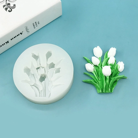 Handmade Tulip Flower Silicone Mold For Scented Candle Plaster DIY Soap Cake Fondant Chocolate Baking Decorating Tools