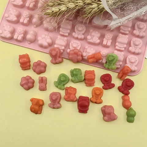 Animal Silicone Gummy Mold Bear Lion Cat Paw Lucky Cat Shape DIY Chocolate Candy Baking Tool Heat Resistant Pink Mold