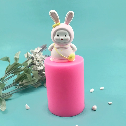 3D Stereoscopic Backpack Rabbit Silicone Mold For DIY Cake Chocolate Baking Decor Plaster Rabbit Ornament Craft Mold