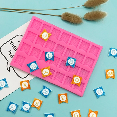 Großbuchstaben Alphabet Banner Flaggen Silikonform Für Schokolade Fondant Backen Kuchendekoration Handgefertigte Ton DIY Bastelwerkzeug