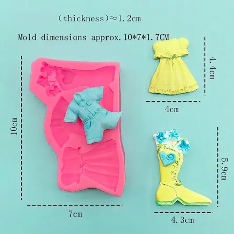 Molde de Silicona Ropa de Mujer Botas Pastel Fondant Para DIY Chocolate Sugarcraft Repostería Decoración Herramientas Rosa Flexible