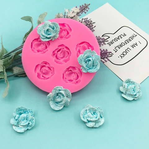 6 Loch Rosenblüte Silikonform Für Kuchendekoration Schokolade Seife DIY Backwerkzeuge Rosa Runde Handgefertigte Form