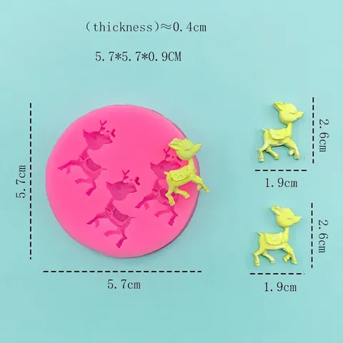 Molde de Silicona de Ciervo Sika 3D para Decoración de Pasteles DIY Fondant Chocolate Galleta Resina Molde de Yeso Rosa Ciervo de Dibujos Animados Herramienta de Horneado