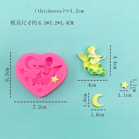 Herzförmige Fee Engel Mond Stern Silikonform DIY Fondant Kuchenform Für Schokolade Harz Handwerk Backen Dekoration Zubehör