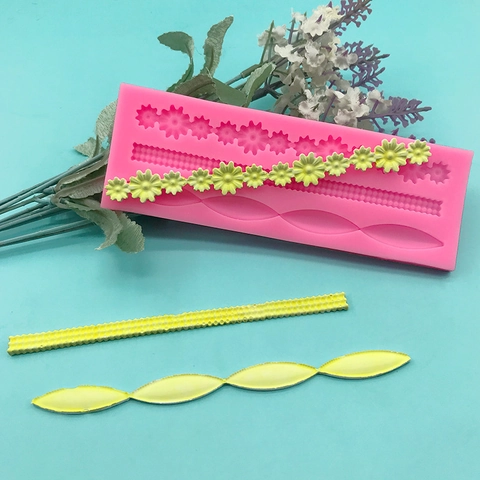 Gänseblümchen Perlenkette Welle Streifen Rand Silikonform Für Fondant Kuchen Schokolade Rand Dekoration DIY Backen Prägeform Werkzeug