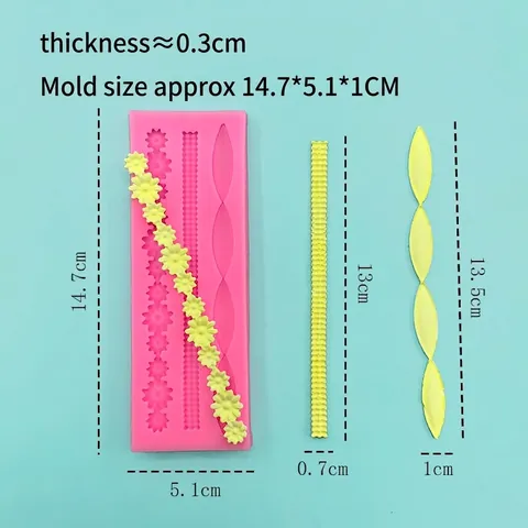 Gänseblümchen Perlenkette Welle Streifen Rand Silikonform Für Fondant Kuchen Schokolade Rand Dekoration DIY Backen Prägeform Werkzeug