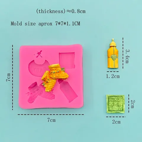 Baby Thema Silikon Kuchenform DIY Fondant Schokolade Süßigkeiten Deko Werkzeug Rosa Babyflasche Lätzchen Backform Tool