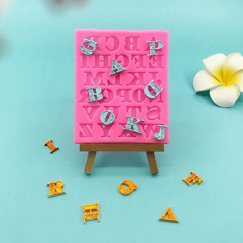 Capital Alphabet Silicone Cake Mold 26 Letters Flower Pattern Fondant Chocolate DIY Baking Tools Decoration For Cake Craft