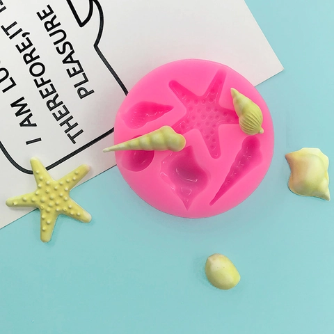 Stampo in Silicone a Forma di Stella Marina e Conchiglia 3D Fondente Cioccolato Stampo per Decorazione Torte Fai da Te Rosa