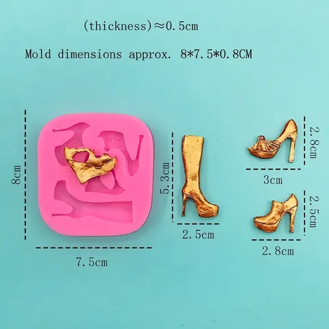 Molde de Silicona con Forma de Tacones Altos y Botas en 3D para Fondant Chocolate Caramelos Decoración de Pasteles Resina