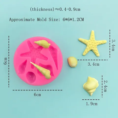 Stampo in Silicone a Forma di Stella Marina e Conchiglia 3D Fondente Cioccolato Stampo per Decorazione Torte Fai da Te Rosa