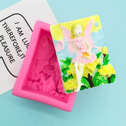 DIY Angel Girl Flower 3D Relief Silicone Mold For Handmade Soap Cake Decoration Plaster Craft Ornament Making Tool