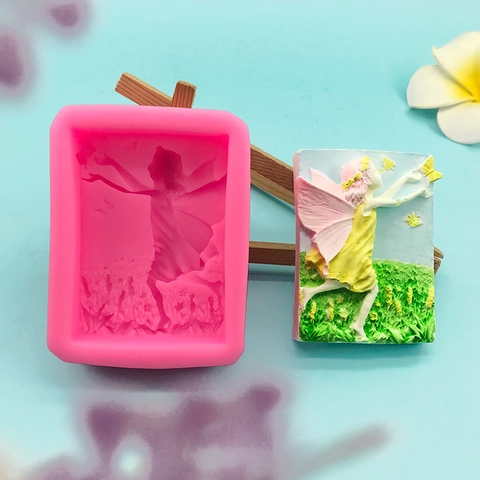 Engel Mädchen Schmetterling Fee Relief Silikonform Für Handgemachte Seife Gips Ornament Schokolade Fondant Kuchendekoration DIY Handwerk