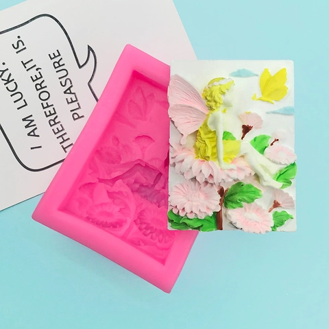 Engel Mädchen Blumenfee Silikonform Für DIY Handgemachte Seife Gips Ornament Kuchen Fondant Dekoration Backform Werkzeug