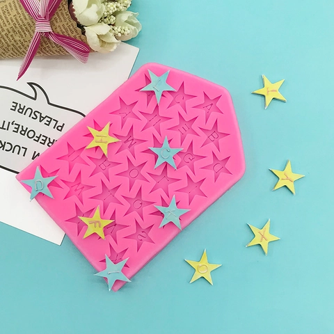 Star Alphabet Letter Number Silicone Mold For DIY Chocolate Fondant Cake Decoration Food Grade Silicone Baking Tool