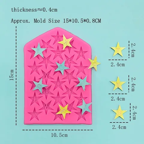 Star Alphabet Letter Number Silicone Mold For DIY Chocolate Fondant Cake Decoration Food Grade Silicone Baking Tool