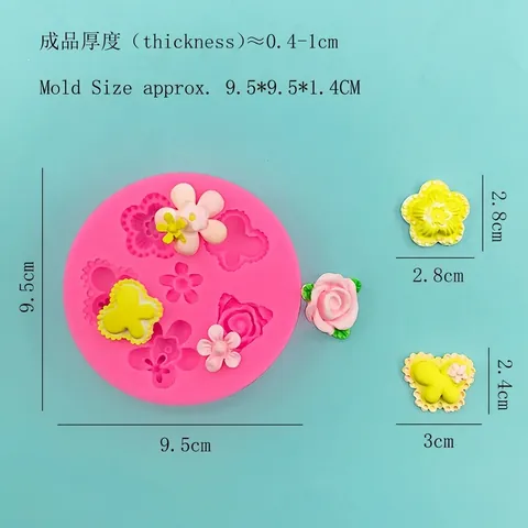 Farfalla Rosa Fiore Silicone Fondante Stampo Rotondo Rosa Cioccolato Torta Decorazione DIY Artigianato Strumento di Cottura Stampo