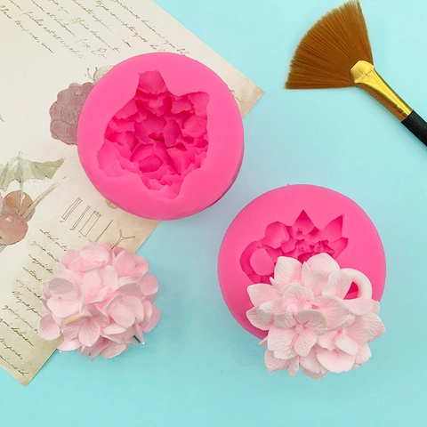 Stampo in Silicone a Forma di Fiore di Ortensia 3D per Intonaco Aromatico Fai-da-te Clip per Presa d'Aria per Auto Candela in Pietra Diffusore Resina Strumento Artigianale