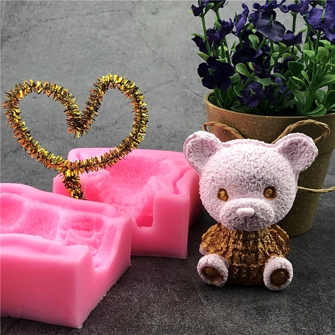 Stampo in Silicone 3D a Forma di Orsetto per Cubetti di Ghiaccio Torte Fai da Te Bambola di Gesso Cioccolato Decorazione