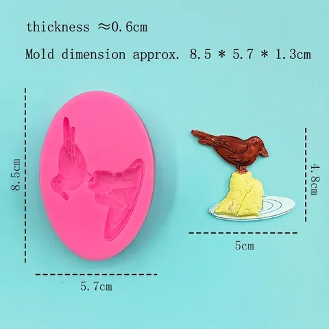 Bird On Rock Silicone Mold For DIY Baking Fondant Chocolate Handmade Soap Candle Plaster Craft Resin Epoxy Pink Cake Mold