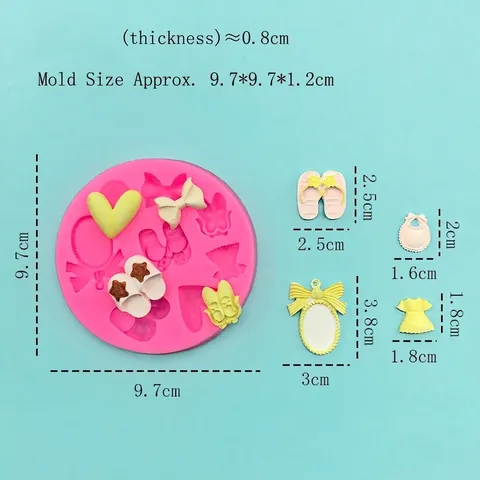 Rosa Silikon Rund Form Herz Schleife Kleid Spiegel Form Fondant Schokolade Süßigkeiten Kuchendekoration DIY Backwerkzeug